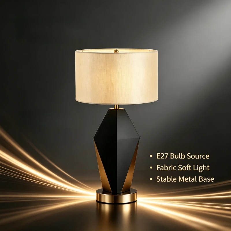 Postmodern Black Gold Polygonal Floor Lamp Bedroom Beside Lamps Indoor Home Room Decoration Foyer Led Lights Study Reading Light