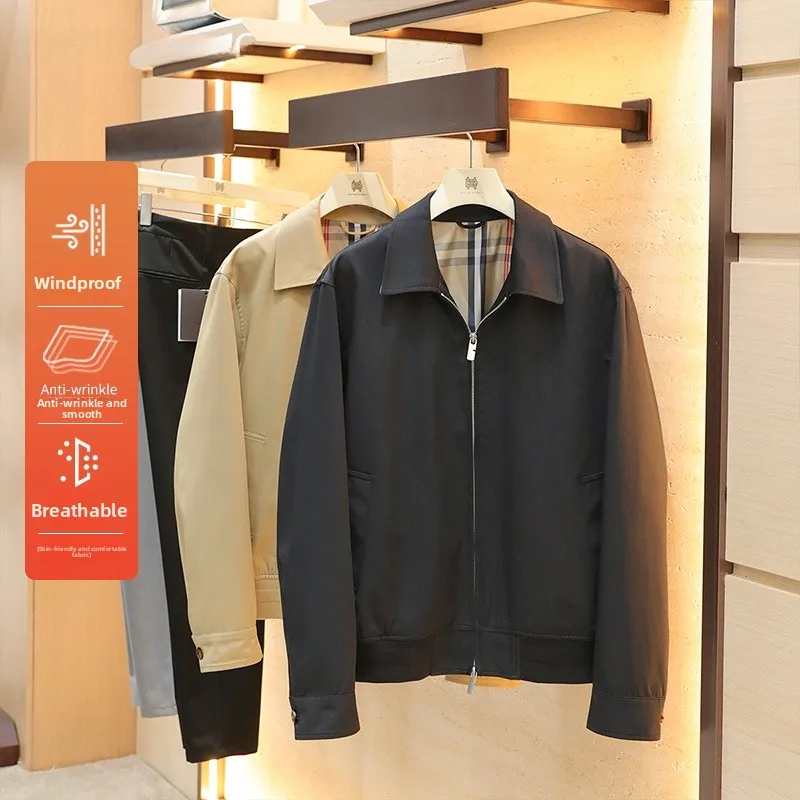 

Spring 2026 Men's Briti Sle Casual Harlandon Collar Loose Jaet Coat Doctor.Huang's Brand Comfortable Skin-Friendly Fabric