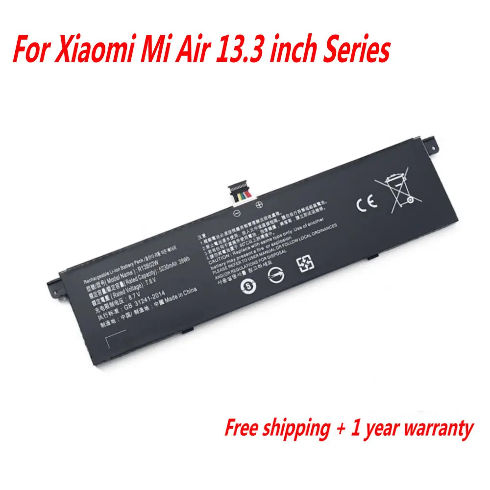 

NEW R13B01W R13B02W Laptop Battery For Xiaomi Mi Air 13.3 inch Series 7.6V 39WH 5230mAh