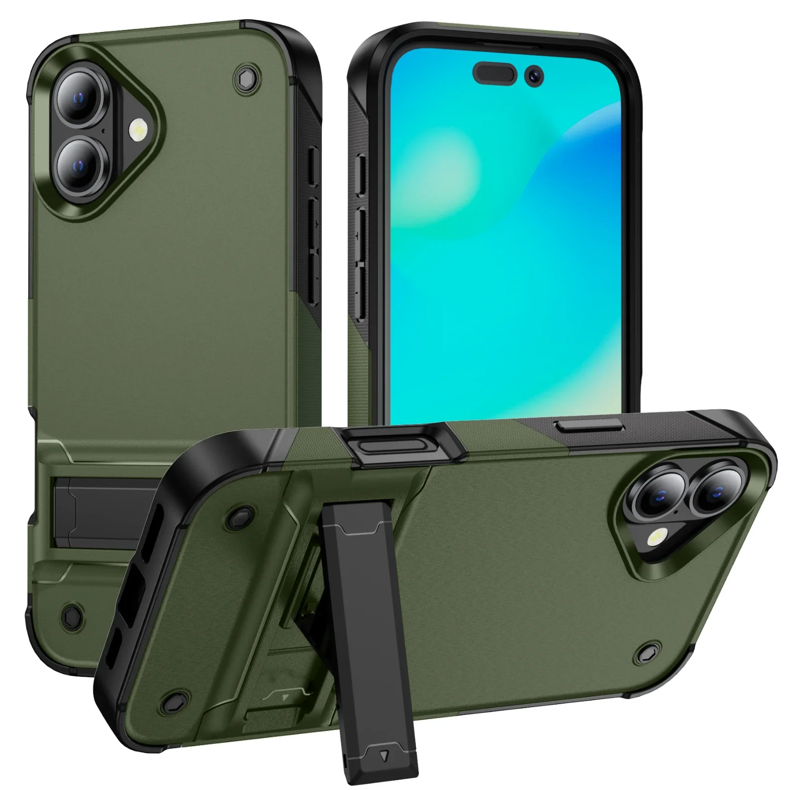 Case For iPhone16 15 14 13 12 11 16Pro Max 15Plus 16Plus XR X Military grade protective cover with stand