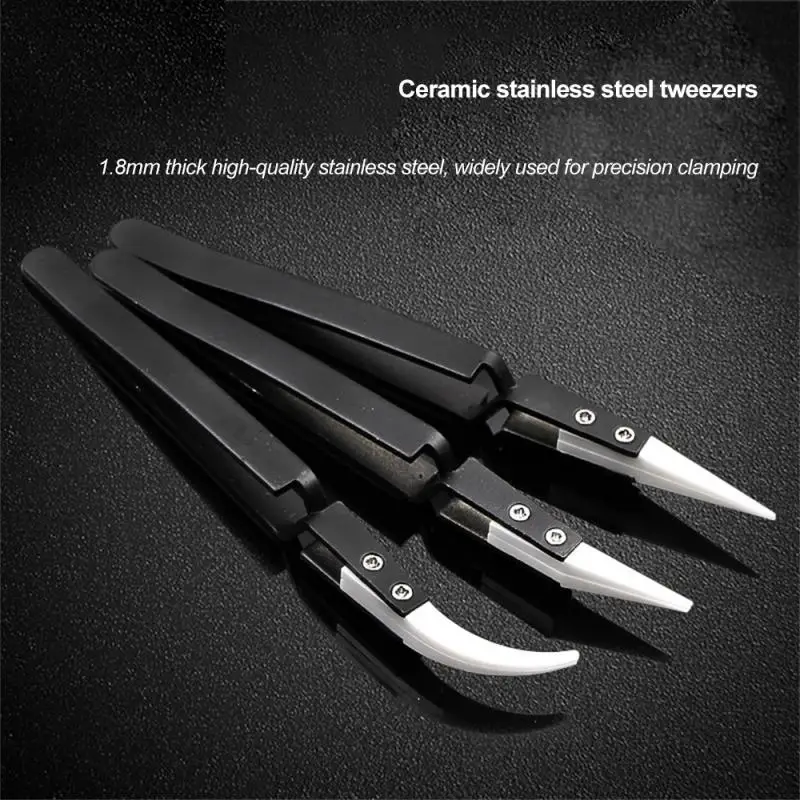 Precision Collet Anti-magnetic Ceramic Tweezers Electronic Tweezers Anti-skid Stainless Anti-acid