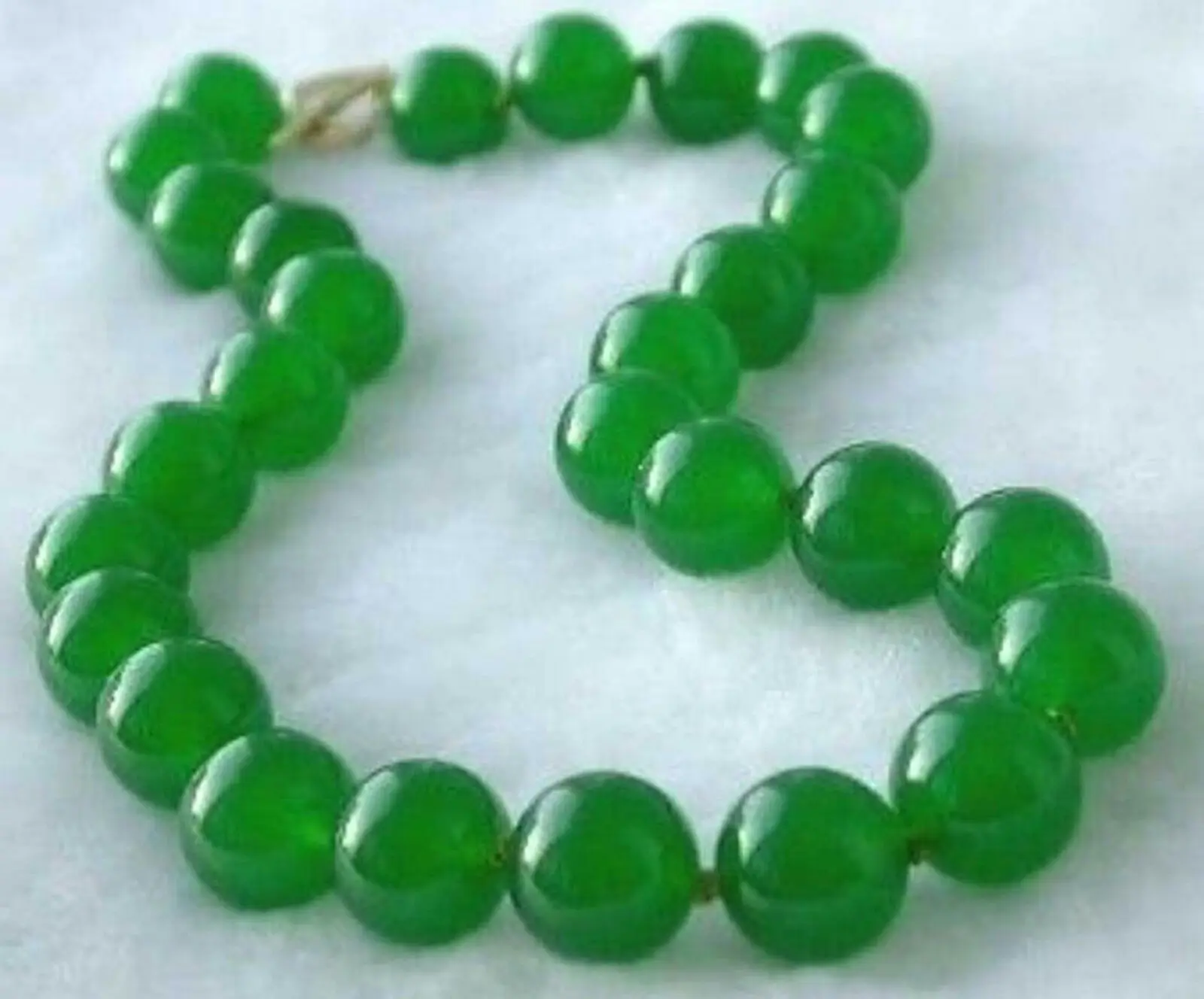 

Huge 14mm Natural Green Jade Gemstone Round Beads Necklace 18" AAA+