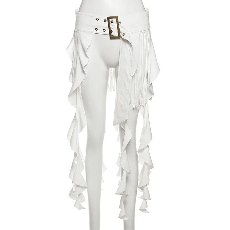 2025 الصيف النساء كشكش شرابة حزام الصلبة حزام قابل للضبط منخفضة الخصر غير النظامية اكسسوارات الهيب هوب الشارع ملابس الرقص #5