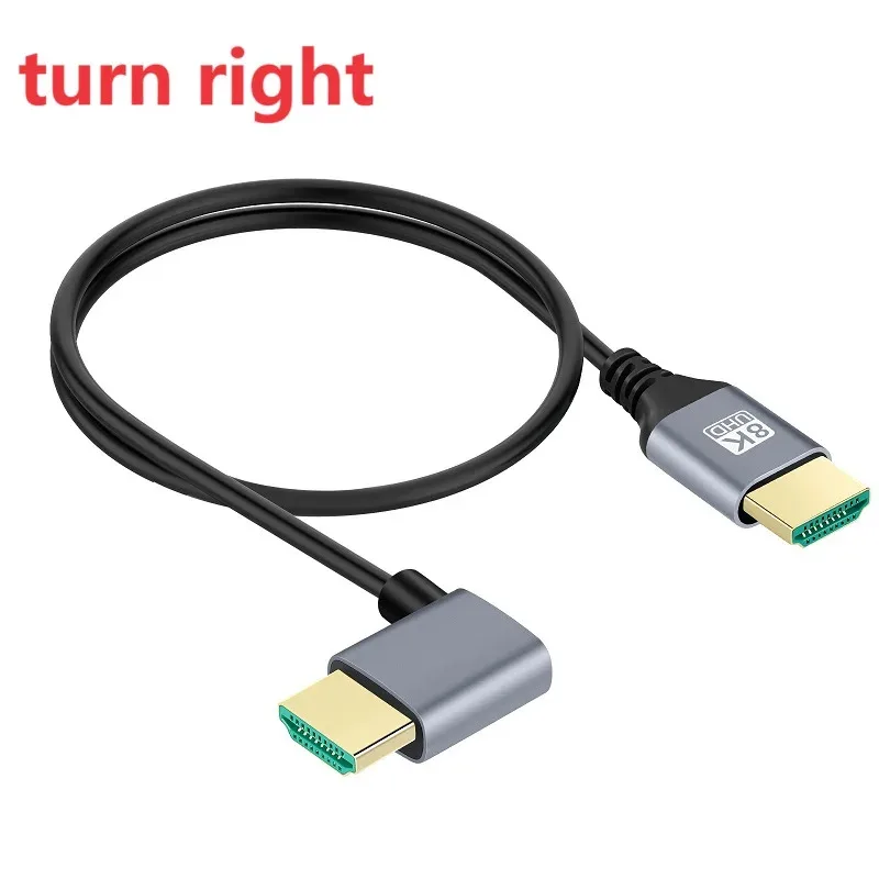 

8K to Male Cord 90 degree Left/Right/UP/Down Angle 8K HDMI cable for HD TV Laptop Projector PS4 PS5 Cable