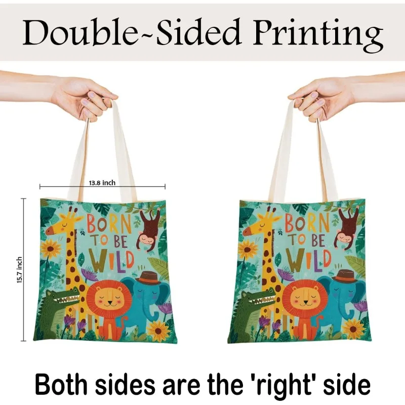 Cute Animal Reusable Tote Bag Adorable Fun Design Shopping Daily Use Work School Travel Children School Opening Gift