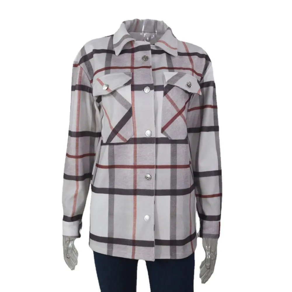 Femmes Long Plaid irt Faion coupe droite Polyester saison d'été longueur régulière Sve fibre de Polyester imprimé Non déformable