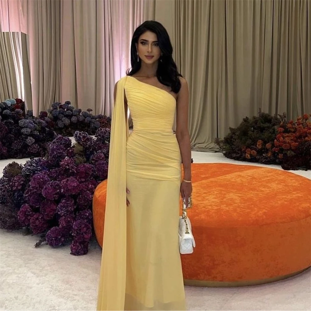 Customized Fashion One-shoulder Sheath Cocktail Fold Draped SOccasion Evening Gown vestidos para eventos especiales