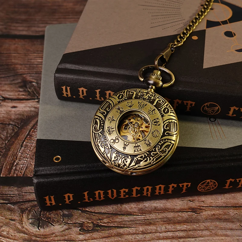 ساعة جيب Cthulhu ميكانيكية ما بعد الزمن، ساعة ميكانيكية قابلة للطي، هدية مفاجئة لعيد الميلاد من Cthulhu