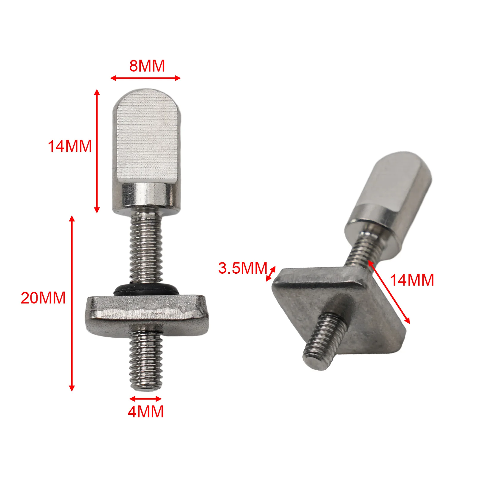 2Pcs Surfboard Tail Fin Screw Quick Fit Fin Nut Bolt For Surf Etc. With 0-type Washer Hand-screw Bolt Surfboard Accessory