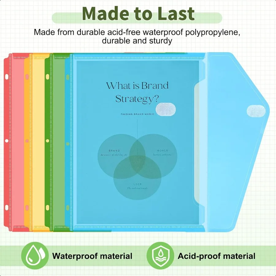 Confezione da 30 cartelle raccoglitori organizer con chiusura salvaspazio, tasche raccoglitori pesanti per raccoglitori a 3 anelli, raccoglitori ad alta capacità