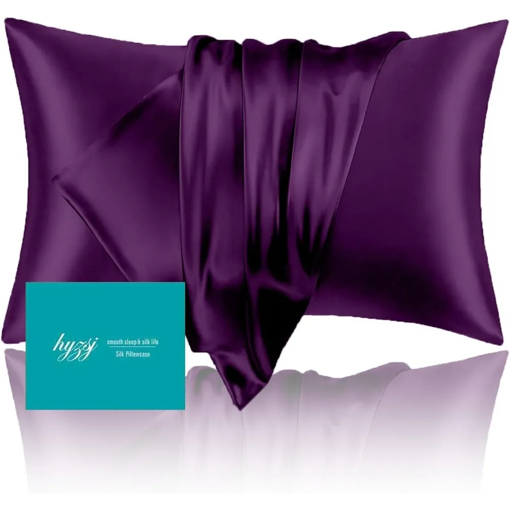 Mulberry Silk Pillowcase for Hair and Skin Standard Size 20"X 26" with Hidden Zipper, Softer Than Silk Pillow Cases Smooth Cooling Pillow Covers for Sleeping(Purple,Standard,1Pcs)