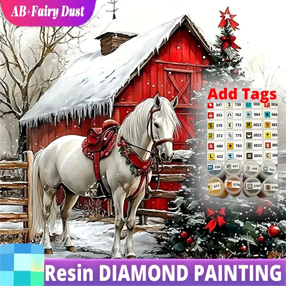 

Resin AB Fairy Dust House Diamond Embroidery Landscape Winter DIY Painting New Arrival Tree Mosaic Horse Cross Stitch Christmas