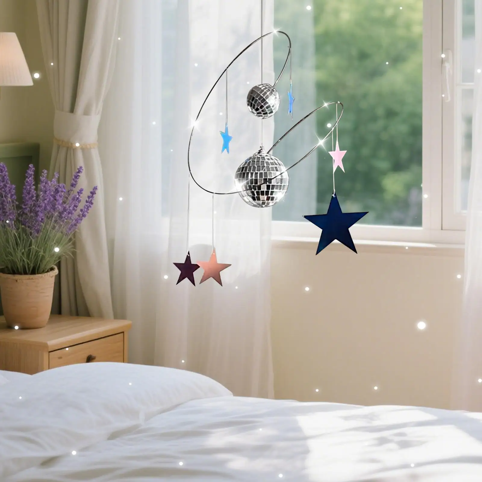 

Mini Disco Balls Sun Catcher With Disco Ball And Reflective Stars Spinner Spiral For Sunlight Reflection Window Garden Party
