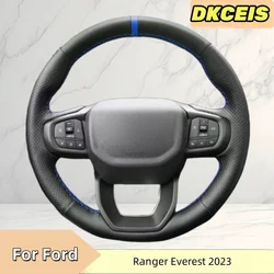 Car Steering Wheel Cover Faux Leather Breathable For Ford Ranger Everest 2023 Steering Cross Wheel Braiding Cover Accessories