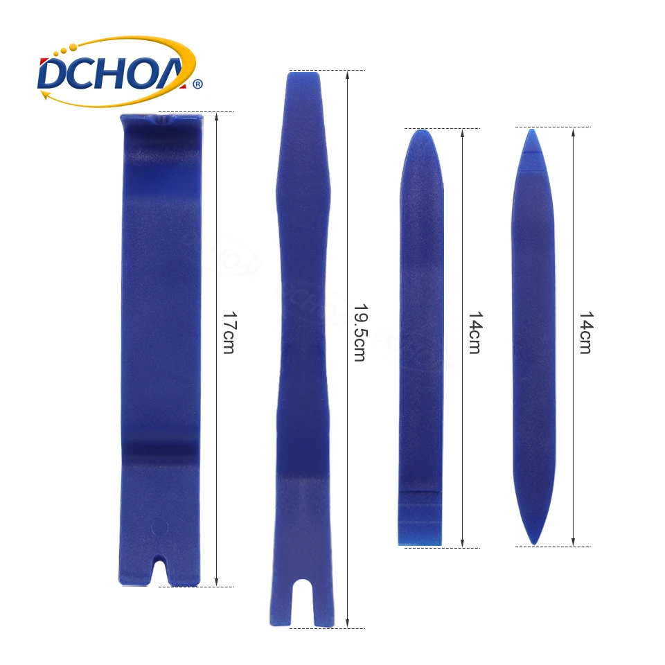 DCHOA 4PCS Blue Plastic Car Trim Removal Tools Door Panel Dash Radio Audio Pry Tool Kit Interior Clip Disassembly Set
