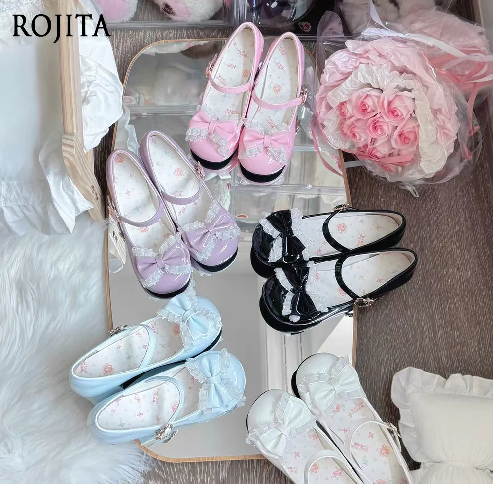 

Medium Heel Round Head Lo Shoes Women's Japanese Sweet Lolita Shoes Lolita Mary Jane Single Shoes Purple Women Shoeses