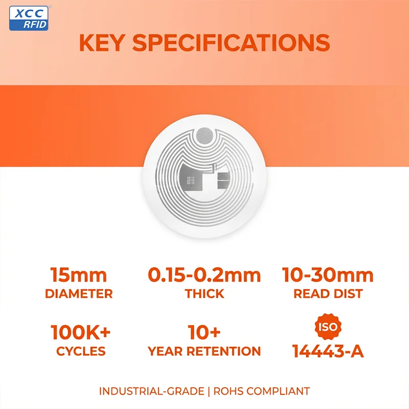15mm NTAG213 Chip NFC Tag Sticker Rewritable 144-Byte Memory Compatible with NFC-Enabled Smartphones view 4