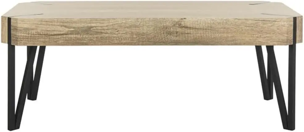 Casa Liann-Multi Glass Leg Coffee Table, marrom rústico e preto