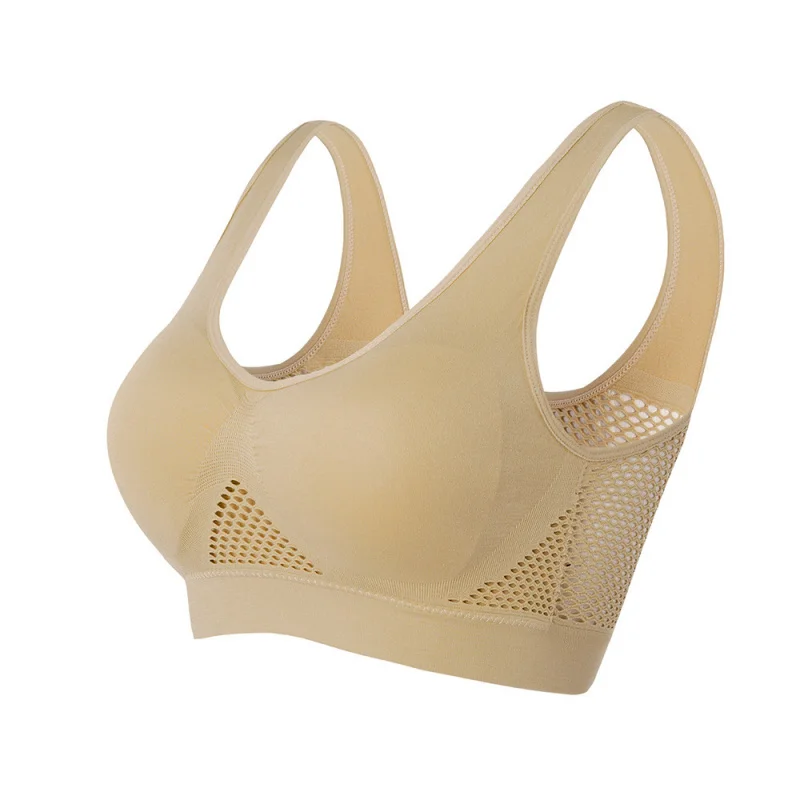 Intimo sportivo braBreathable di grandi dimensioni senza anello in acciaio reggiseno sportivo da Yoga sottile a rete cava senza cuciture