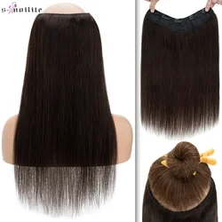 S-noilite-extensiones de cabello humano con Clip, postizo en forma de V, 12-22 pulgadas, color rubio liso, 5 Clips