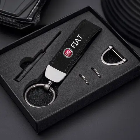 Fashion Solid Color Flip Fur Keychain Lanyard Business Gift Key Chain for Fiat punto abarth 500 stilo ducato palio bravo doblo
