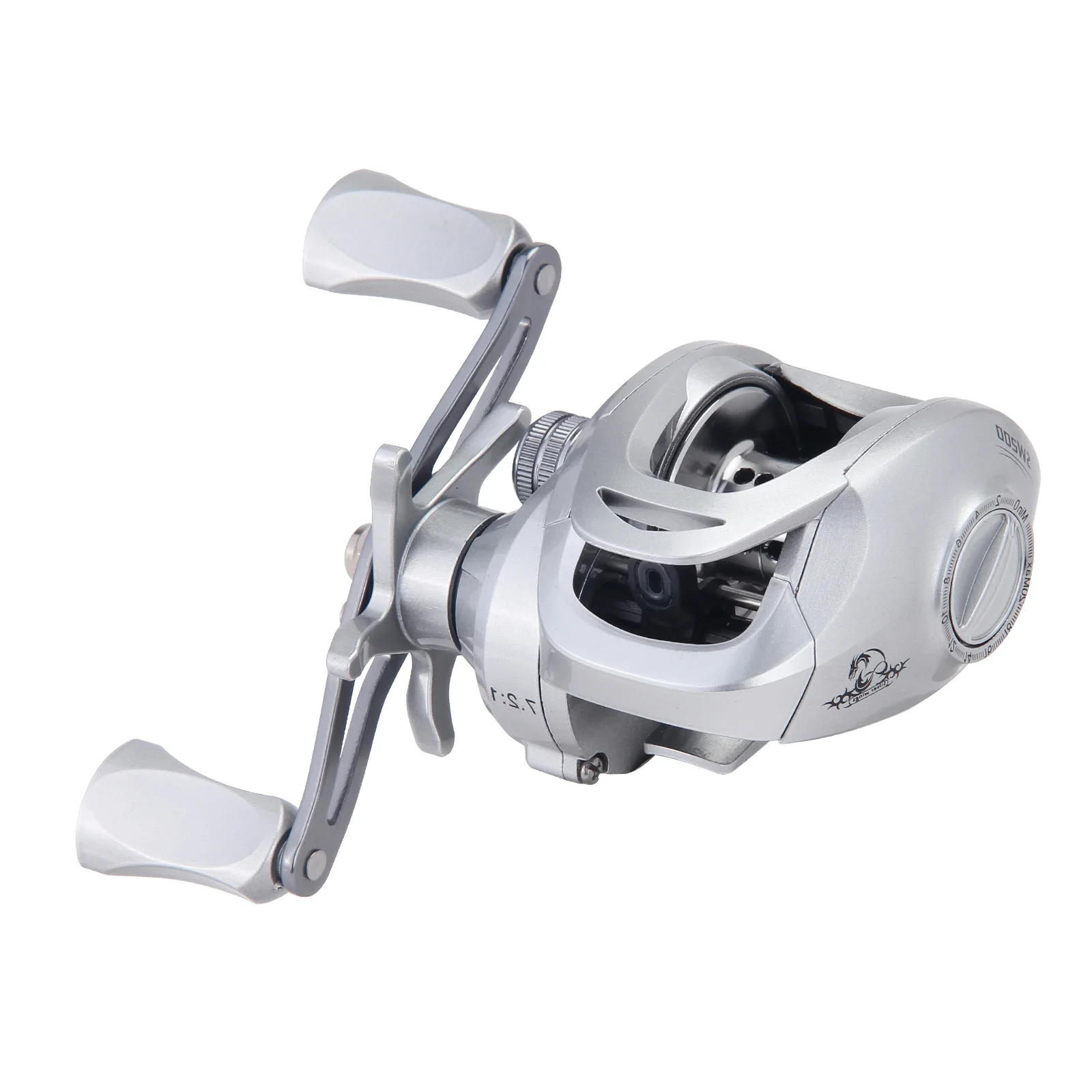 HAUT TON Silver Wings Bobina per baitcasting Rapporto di trasmissione 7.2:1 Sistema di trascinamento liscio da 22 libbre Acciaio inossidabile 13BB Ideale per acqua dolce salata