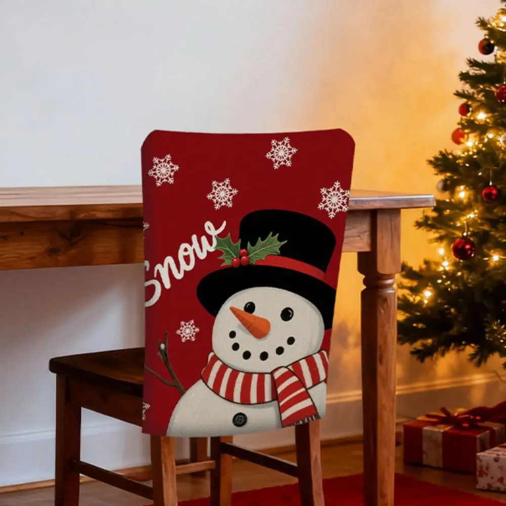 

Simple Removable Christmas Chair Cover Cartoon Santa Claus Xmas Dinner Chair Seat Cover Stretch Snowmen Seat Protector Kitchen