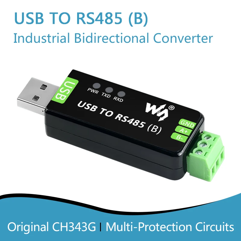 

Industrial USB TO RS485 Bidirectional Converter, Onboard original CH343G, Multi-Protection Circuits