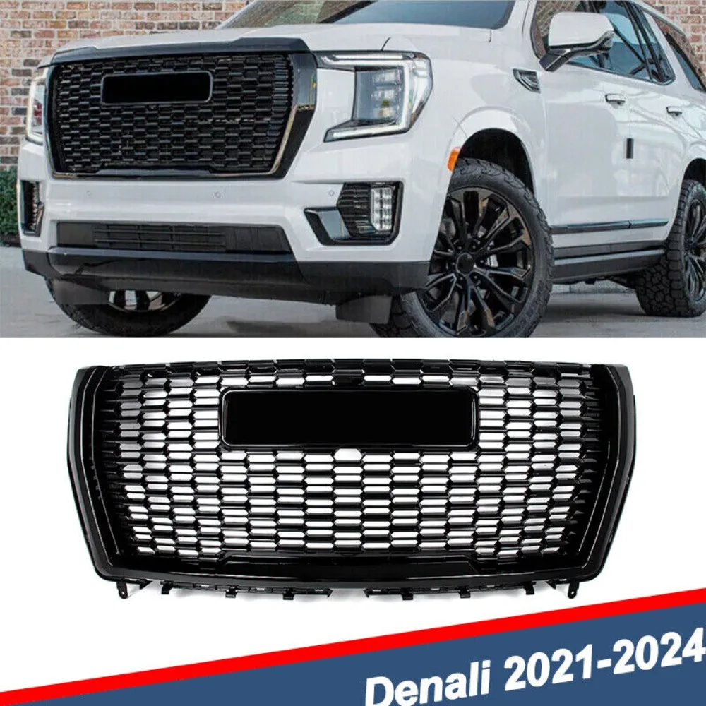 

For 2021-2024 GMC Yukon/XL Denali Front Bumper Upper Grille Grill Gloss Black US United States