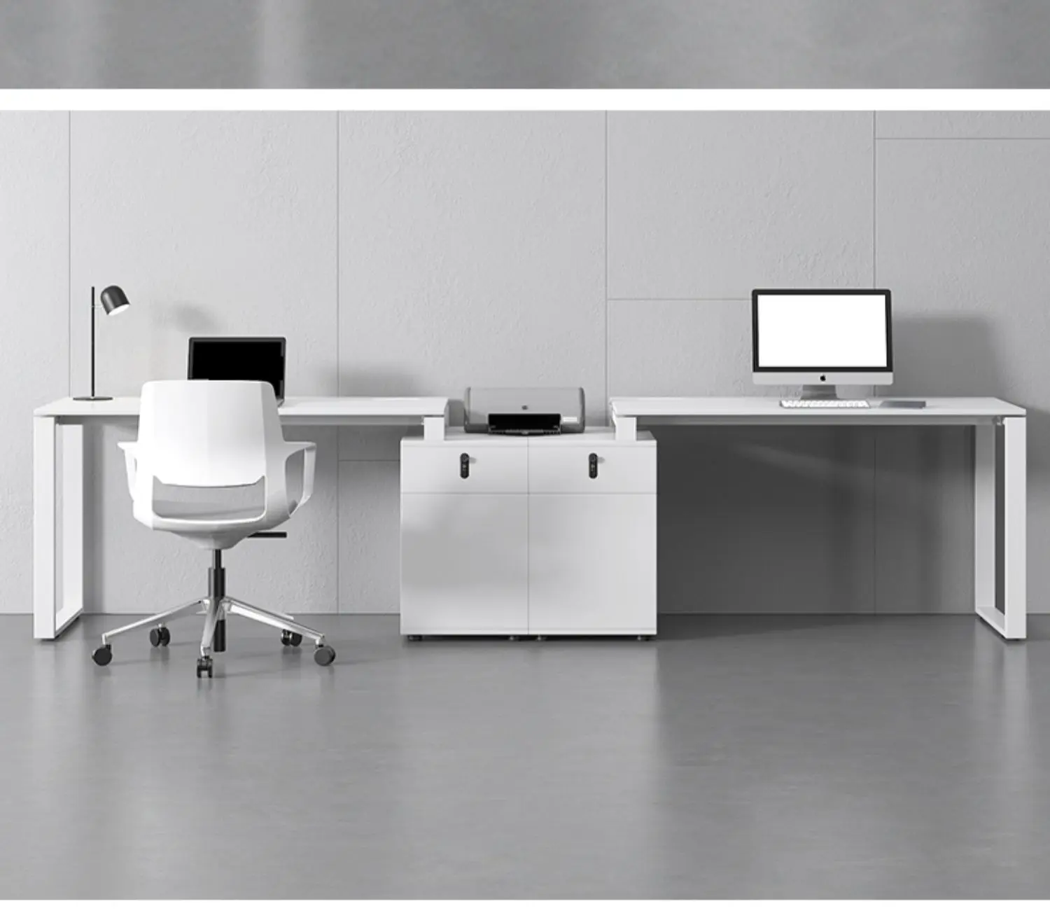 

Office desk and chair combination minimalist modern office furniture white 2/4/6 person staff desk office screen workstation