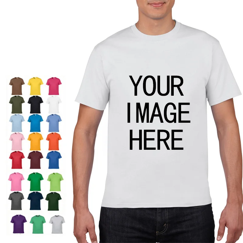 NO LOGO Price Cotton Short Sleeve Solid Color O-neck T-shirt Tops Tee Customized Print Your Own Design Printed Unisex Tshirt image 5