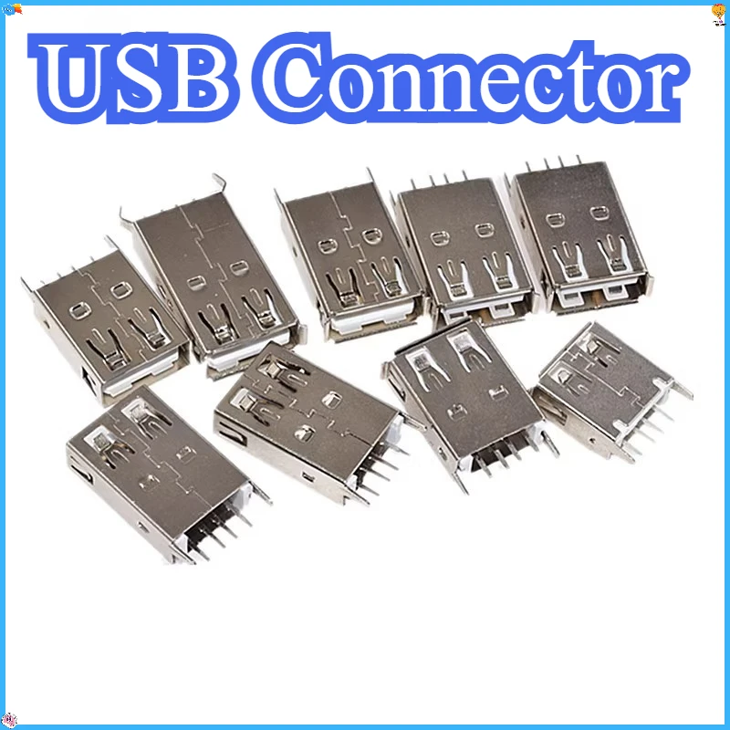 10PCS USB 2.0 4Pin AF Female Socket 180 Degree Vertical Insertion for 13.0/13.7/15.0/17.5/19.6 Series - USB Socket Connectors