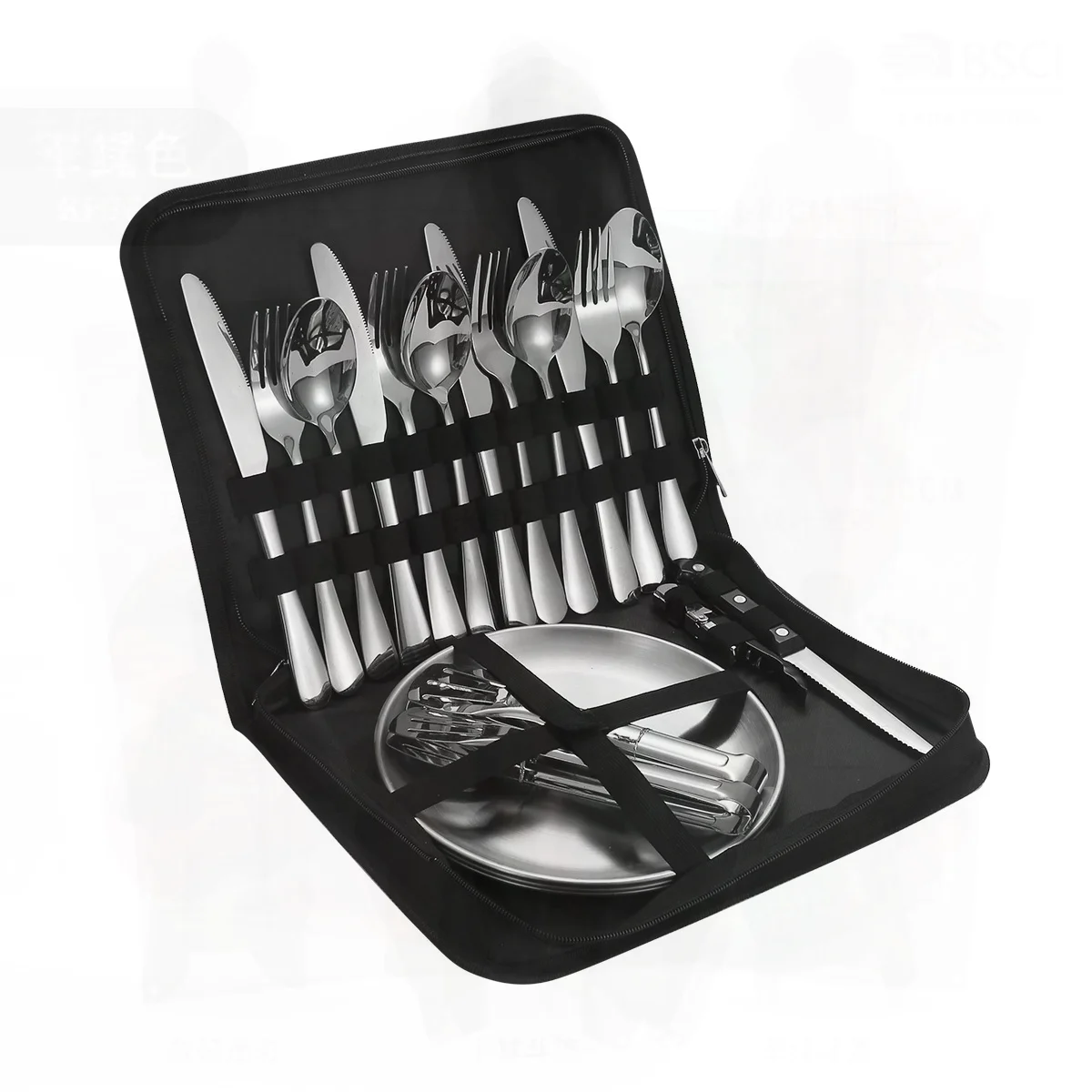 

Набор посуды для кемпинга на открытом воздухе из нержавеющей стали-нож для стейка, вилка, ложка, обеденная тарелка, портативная подарочная коробка для рекламной акции