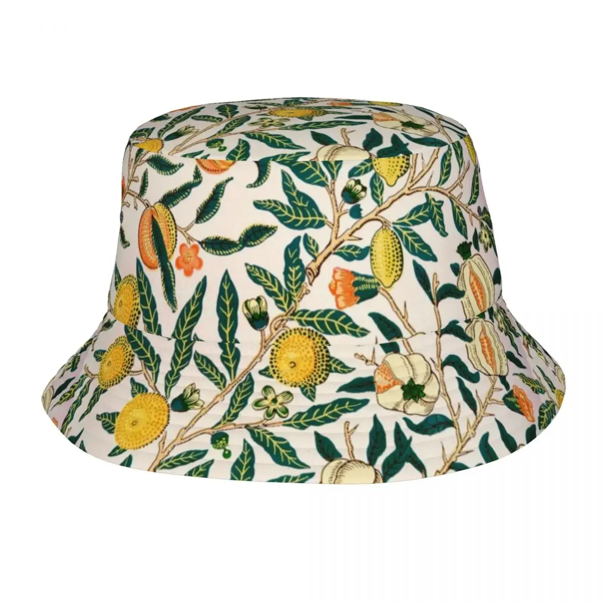 Custom William Morris Lemon Pattern Bucket Hat Women Men Fashion Summer Outdoor Sun Summer Citrus Fruit Fisherman Cap