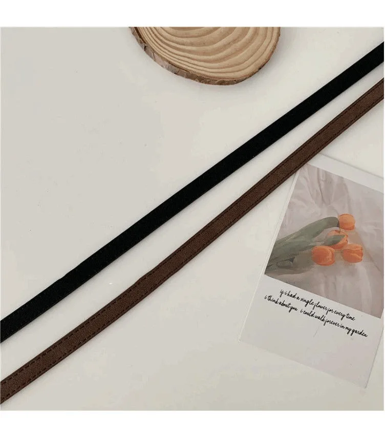 يونيسكس ريترو PU حزام جلدي مع مشبك للجينز حزام الخصر الدقيق للرجال والنساء إبرة مشبك الخصر