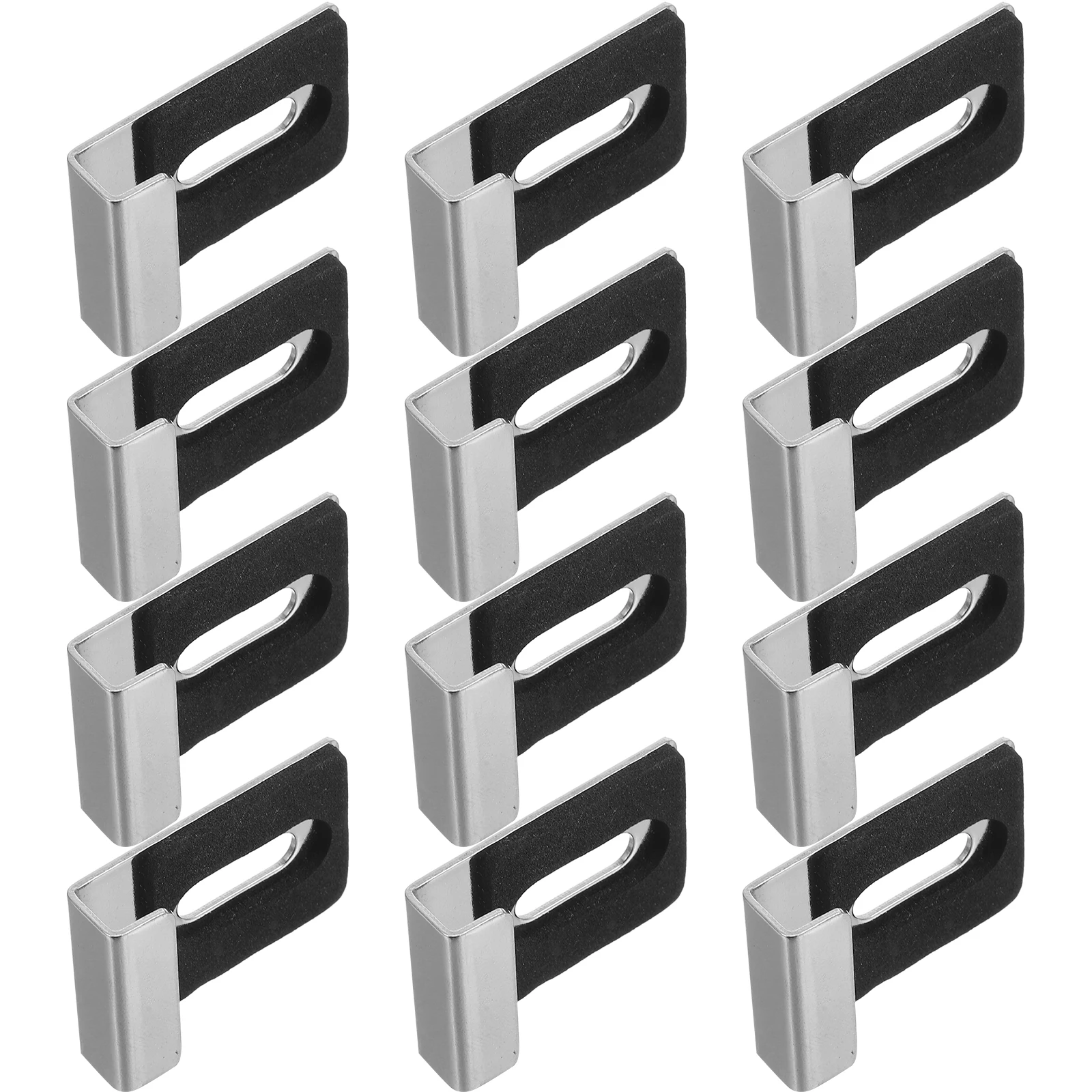 

12Pcs Stainless Steel Mirror Mounting Clips Heavy Duty Frameless Wall Holder Hardware Wide Channel Rubber Pads for Bathroom Tile