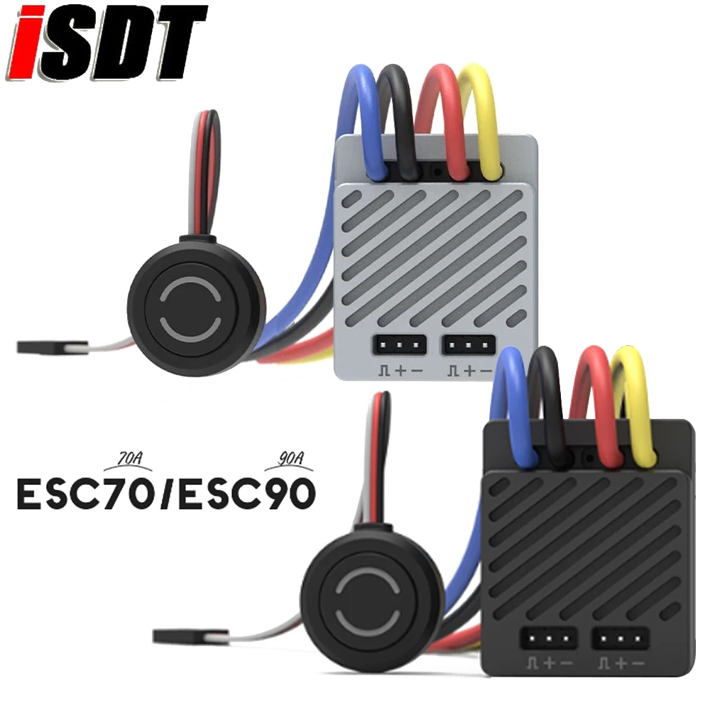 

ISDT ESC70/ESC90 Waterproof 70A/90A 2~3S Brushed ESC Adjustable BEC Phone Control 540/550/775 Brushed Motor For 1/8 1/10 RC Car