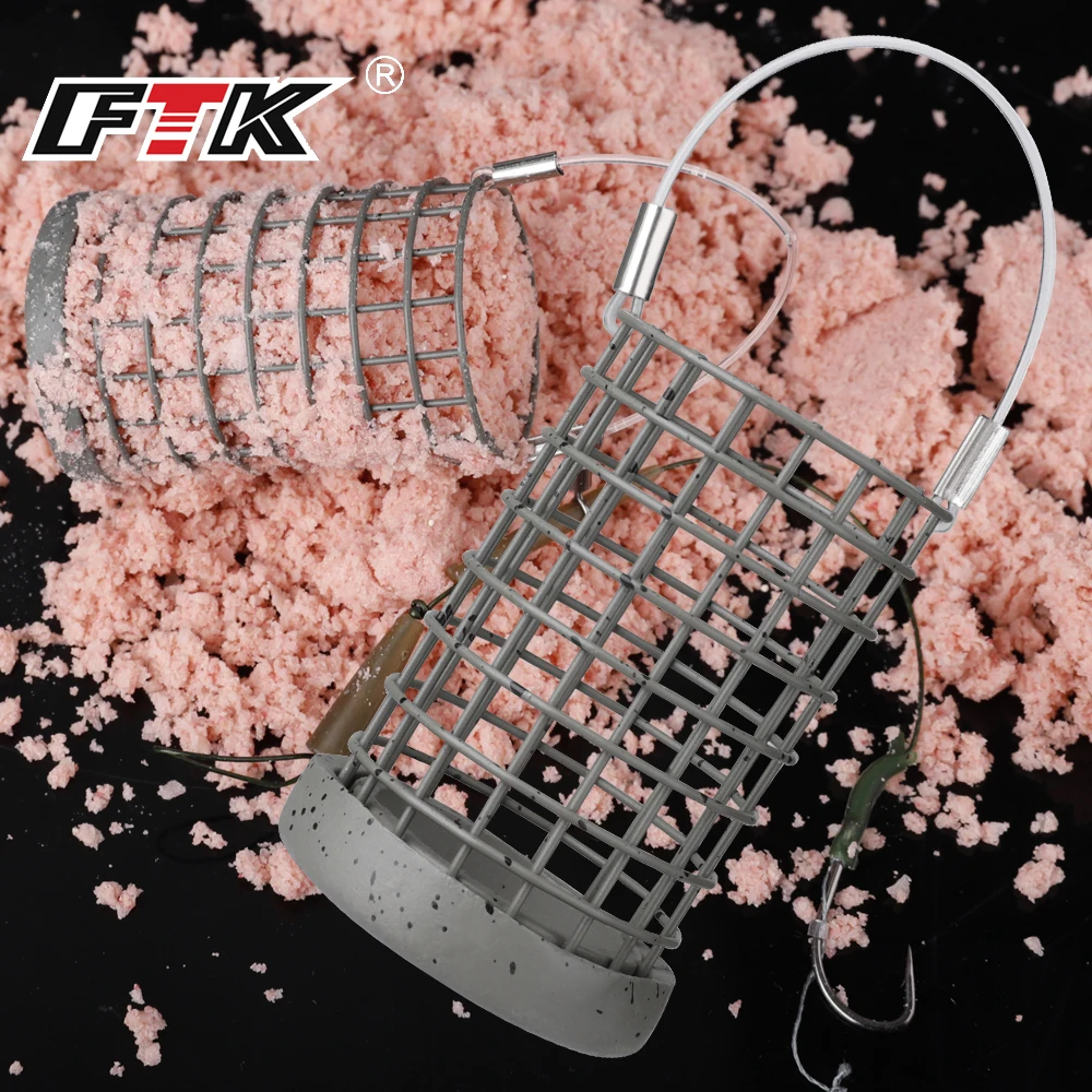 FTK Metallköderkäfig Litauen Europäischer Stil 30g-60g Köderkäfig Angelzubehör Ganzmetall Zylindrischer Vogelhäuschen Angeln