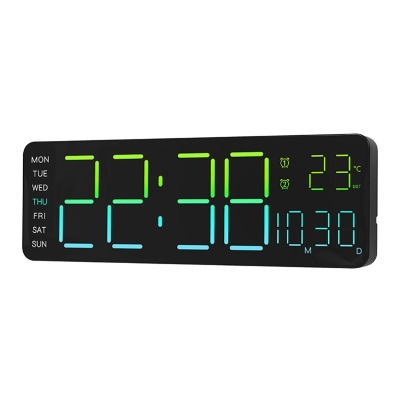 Relógio parede digital LED multicolor
