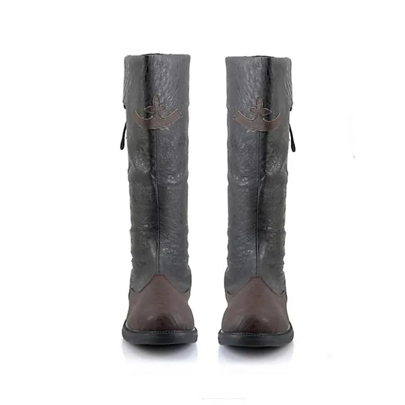 Erwachsenen-Gothic-Mittelalterliche Retro-PU-Lederstiefel Unisex Steampunk-Schuhe Renaissance-Cosplay-Piraten-Krieger-Vintage-Stiefel – Detail 6