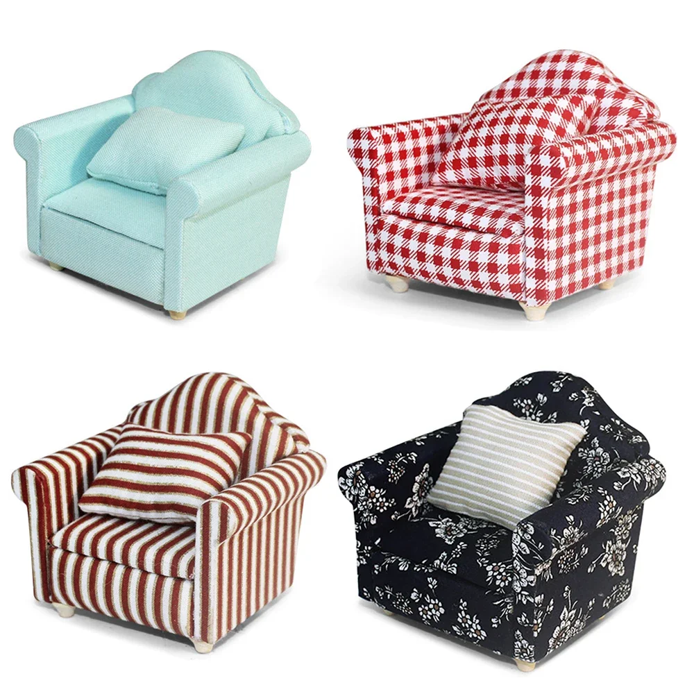 

1/12 Dollhouse Miniature Sofa with Pillow Mini Furniture Toys for Doll House Accessories Decoration ob11 bjd