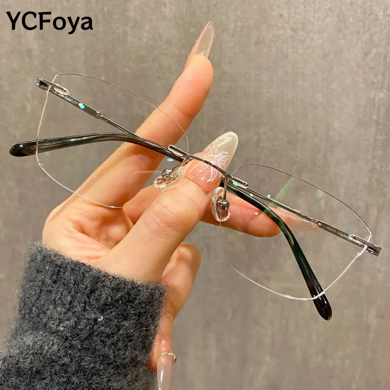

Retro Fashion Butterfly Square Frameless Glasses Ultra-light High Quality Optical Glasses Men Women Retouch Face Eyewear H6073YP