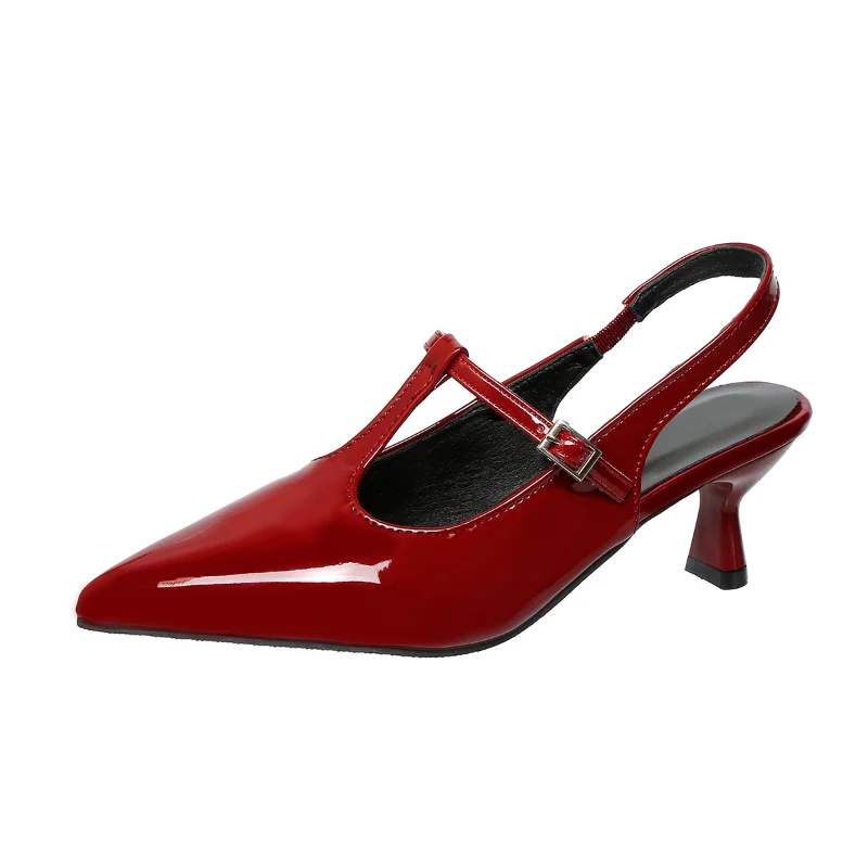 2026 New Pointed Toe Shallow Mouth Non-slip High Heels Women's Slingback Strap Versatile Back Empty Wrapped Toe Sandals 35-41