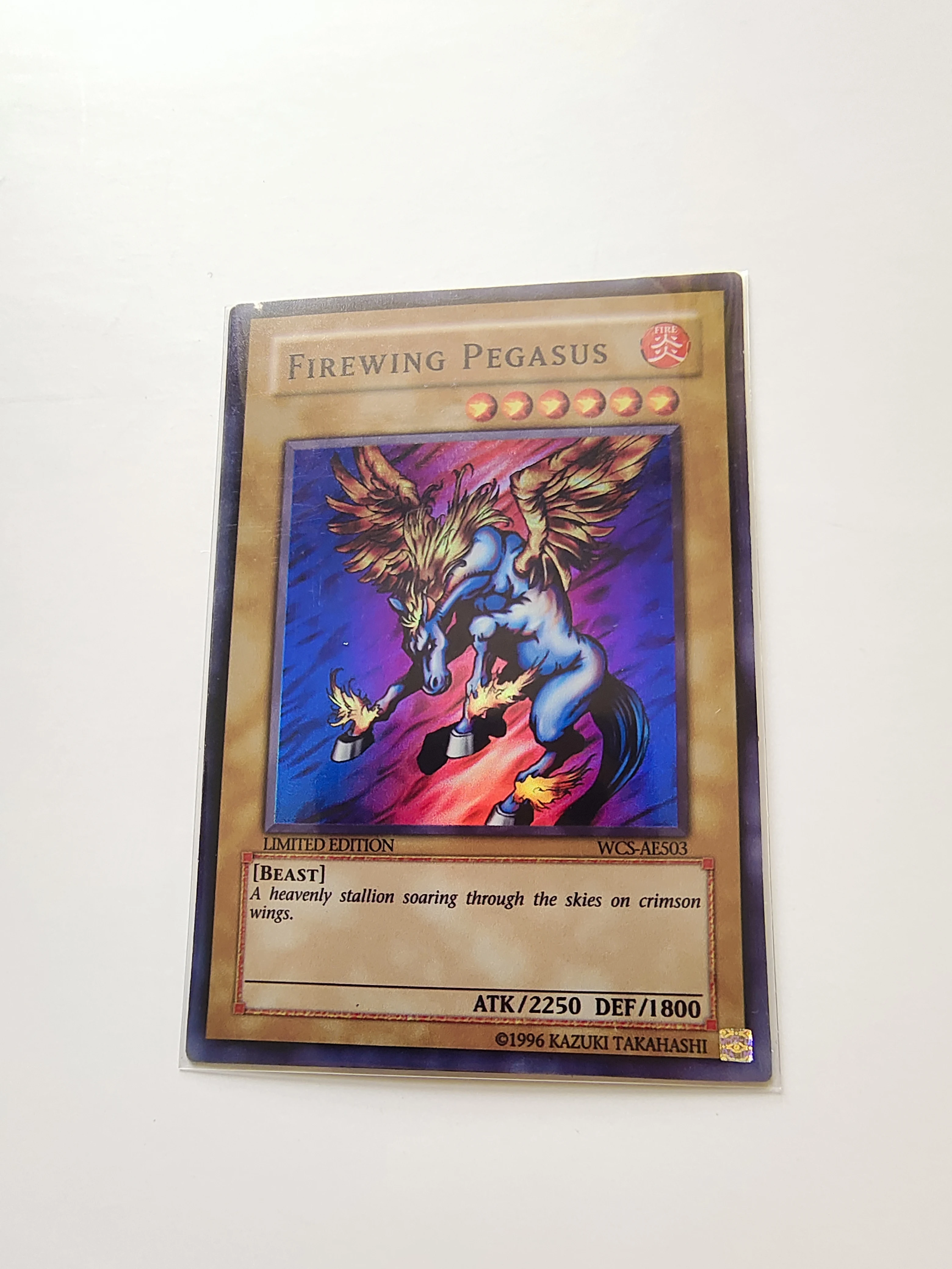 

Yu Gi Oh Super Rare/SR TCG Firewing Pegasus(WCS-AE503) Board Game English Gift Collection Toy Card (Not Original)