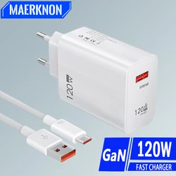 120W USB Fast Charge Charger GaN Quick Charge Phone Charger Adapter For iPhone Samsung Xiaomi Huawei EU/US/UK Plug Wall Charger