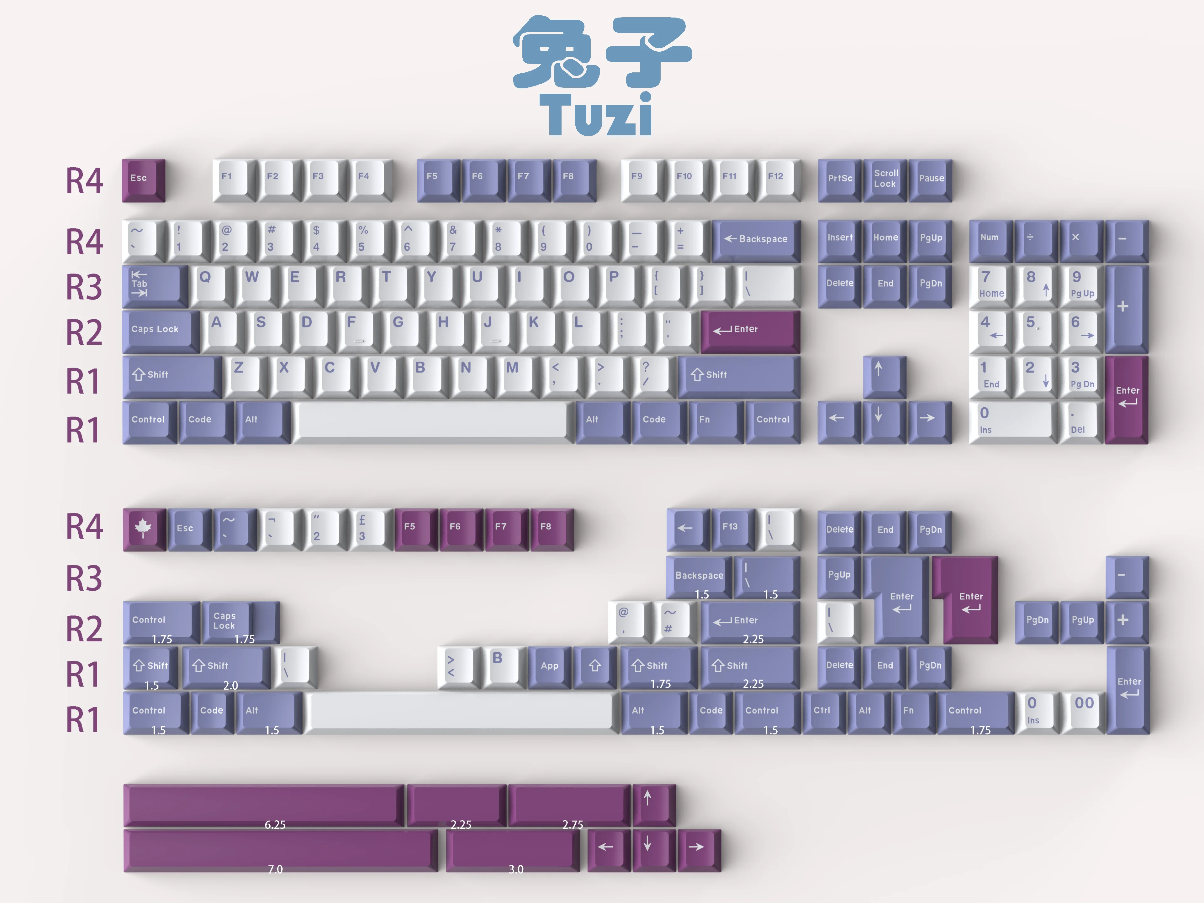 

1 Set Daye GMK Tuzi Keycaps ABS Double Shot Keycap Cherry Profile Key Caps With ISO Enter 3U 7U Spacebar For HHKB EU Layout