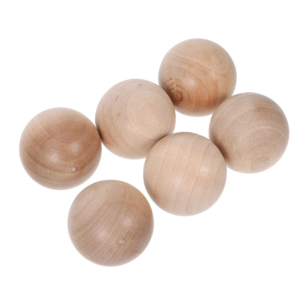 

6 Pcs Glass Cork Bottle Stopper Wooden Solid Decorative Balls Pine Jar Round Container