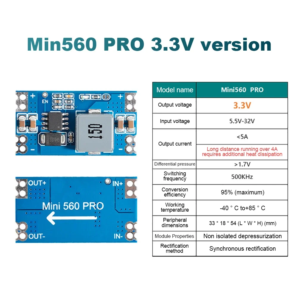 1-2PC Mini560/Pro DC-DC Step Down Buck Stabilized Voltage Power Supply Module Mini 560 3.3V 5V 9V 12V High Efficiency Output