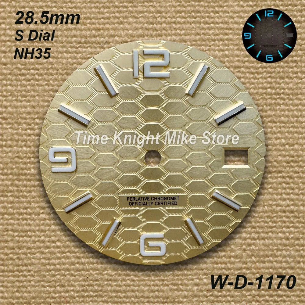 28.5mm New Style S Diving Dial For NH35 Japan Movement Ice Blue Luminous High-Quality Watch Modification Accessories