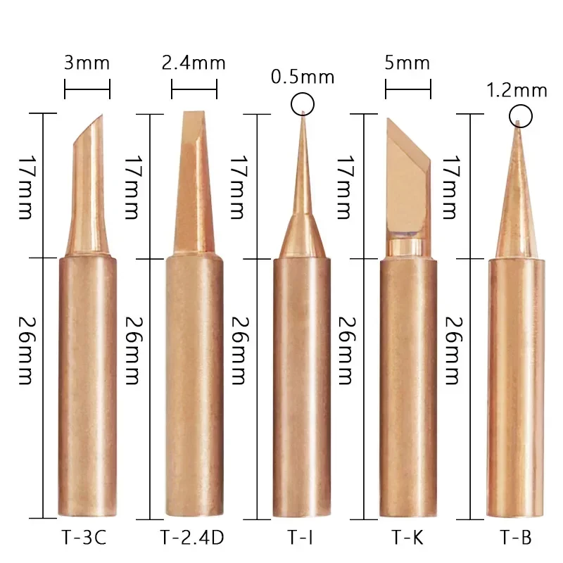 5/10pcs Pure Copper Lead-Free Soldering Iron 900M Soldering Iron Head Set Inside Hot Bare Copper Electric Solder Iron Tip Tool